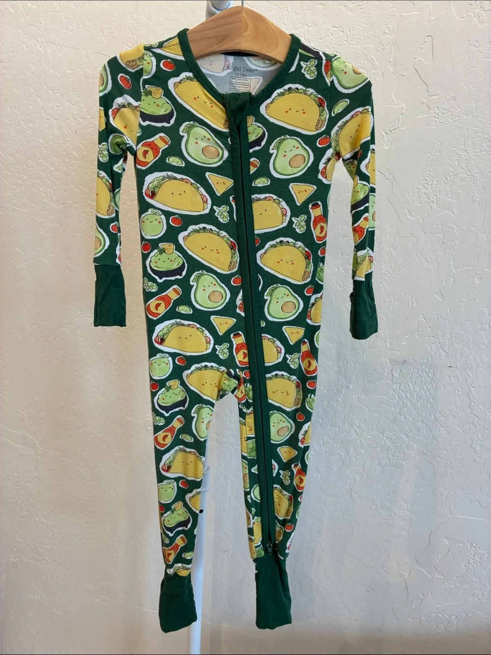 Angel Dear Baby Green Taco & Avocado Footed One-Piece